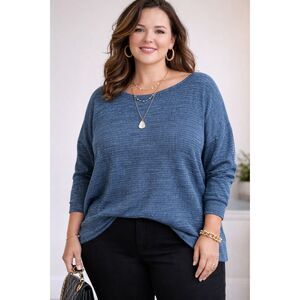 Sonoma Women's Blue Crew Neck Long-Sleeve Pullover Sweater - Size 2X